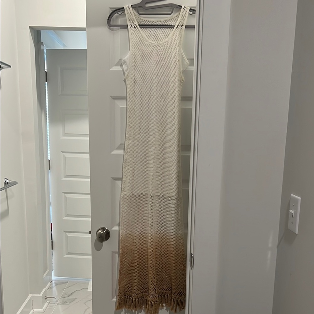 Cream and Brown Ombre Knit Dress